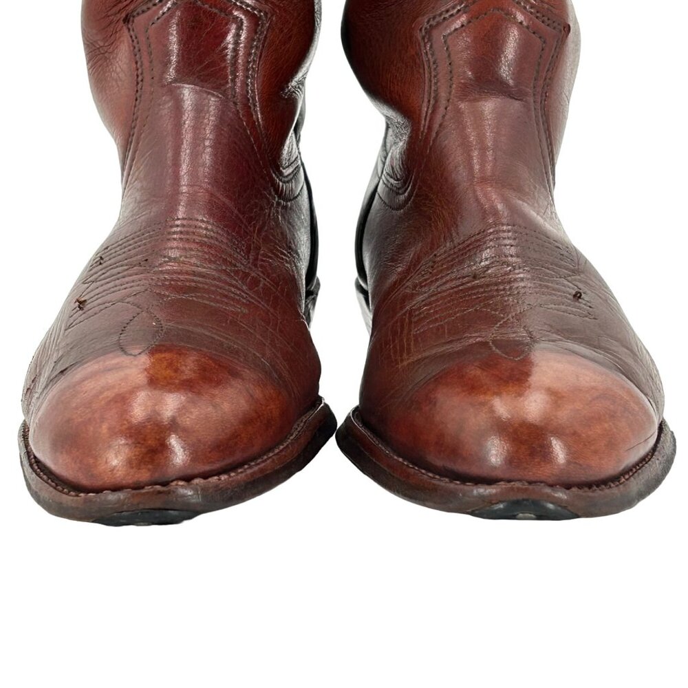Vintage Frye Cowboy Boots Mens size 9D Distressed Brown Leather USA Western Boot - Picture 11 of 15
